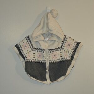 Gymboree Cream and Gray Hooded Cape Poncho Sweater Jacket LOT R1